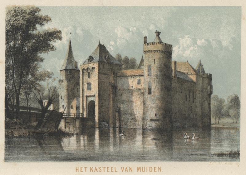 afbeelding van prent Het kasteel van Muiden van K. St. v. U.W. Mieling (Muiden)