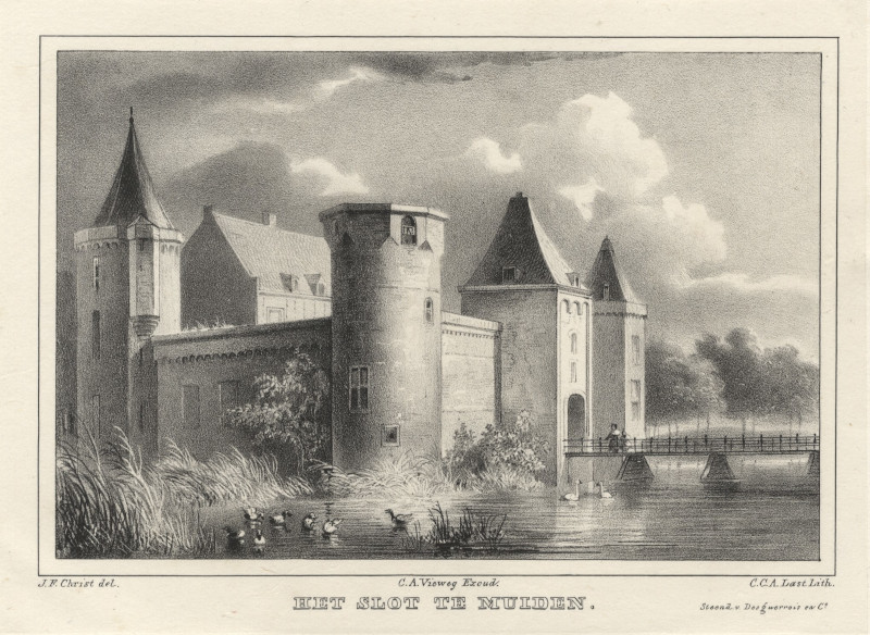 afbeelding van prent Het Slot te Muiden van J.F. Christ, C.A. Vieweg, C.C.A. Last (Muiden)