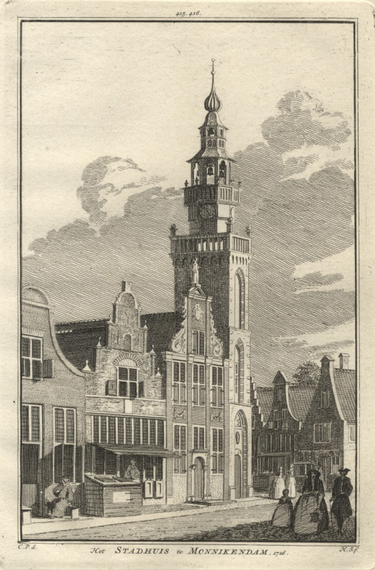 afbeelding van prent Het Stadhuis te Monnikendam. 1726 van H. Spilman, C. Pronk (Monnickendam)