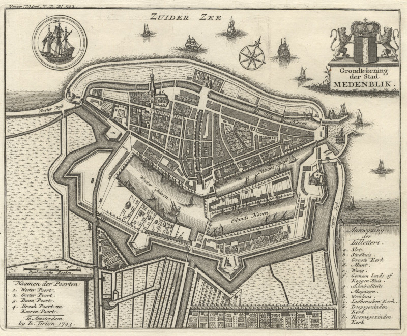 afbeelding van plattegrond Grondtekening der Stad Medenblik van Isaak Tirion (Medemblik)