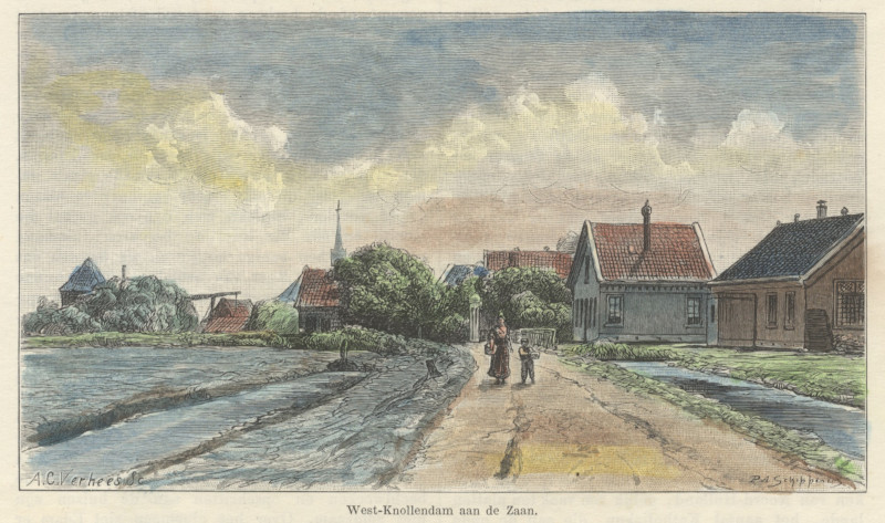 afbeelding van prent West-Knollendam aan de Zaan van P.A. Schipperus, A.C. Verhees (West-Knollendam)