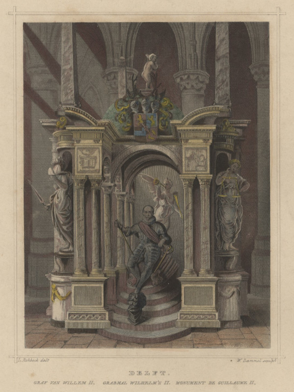 afbeelding van prent Graf van Willem II (sic) van L. Rohbock, W. Dammel (Politici, Adel, )
