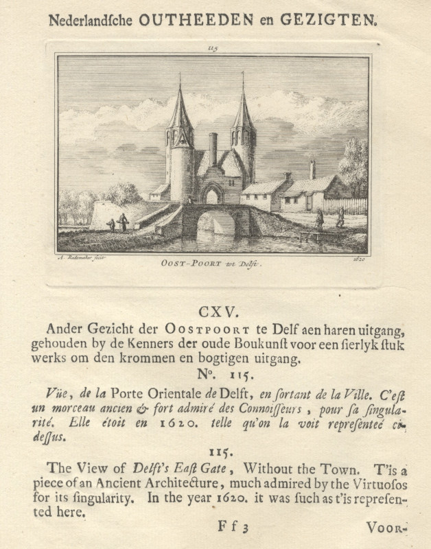 afbeelding van prent Oost-Poort tot Delft van A. Rademaker (Delft)