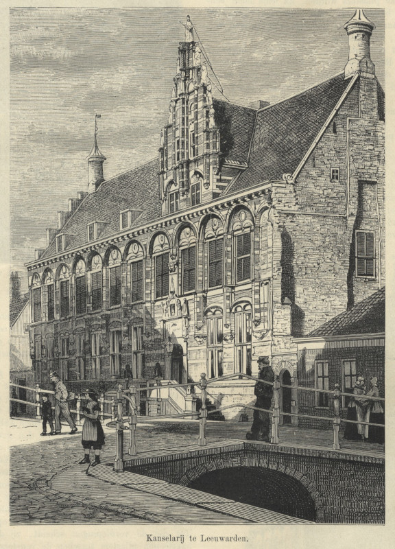 afbeelding van prent Kanselarij te Leeuwarden van nn (Leeuwarden)