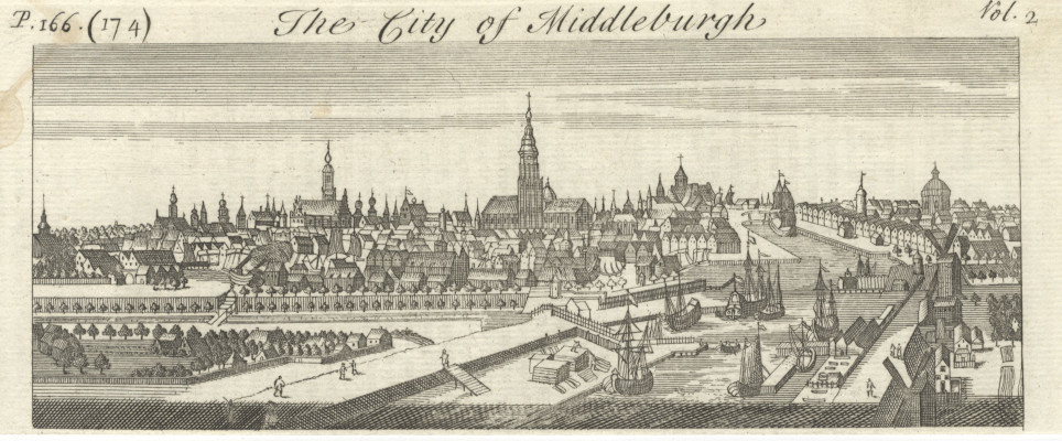 afbeelding van vogelvlucht The City of Middleburgh van Herman Moll (Middelburg)