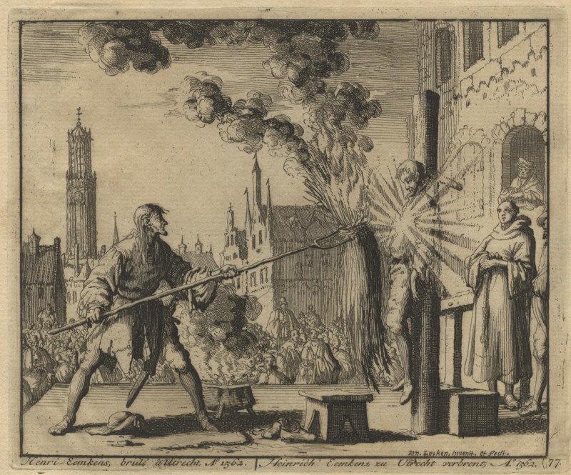 afbeelding van prent Henri Eemkens, brulé à Utrecht, Anno 1562. van Jan Luyken (Utrecht)