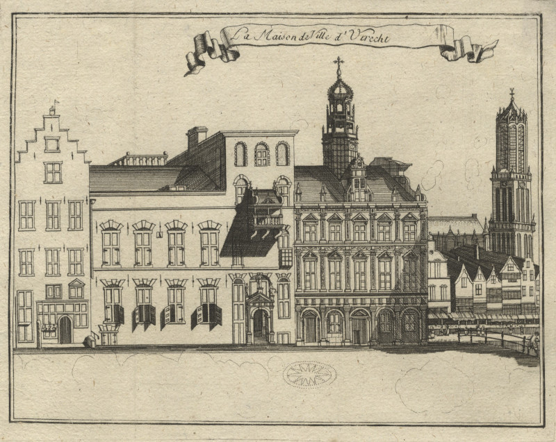 afbeelding van prent La Maison de Ville d´Utrecht van J. Harrewijn (Utrecht)