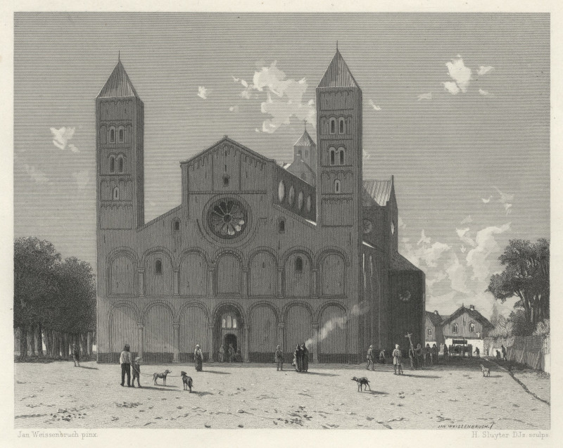 afbeelding van prent Sint Mariakerk in Utrecht van H. Sluyter naar Jan Weissenbruch (Utrecht)