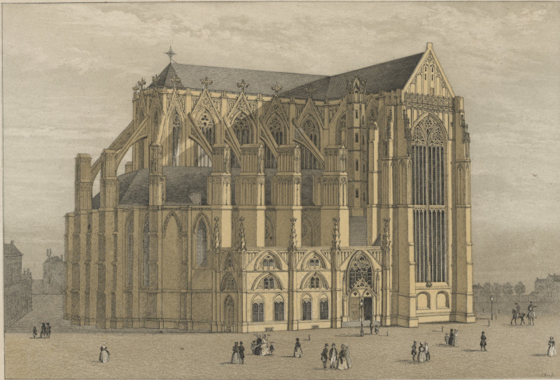 afbeelding van prent Domkerk Utrecht van J.Bos, P.W. v.d. Weijer (Utrecht)