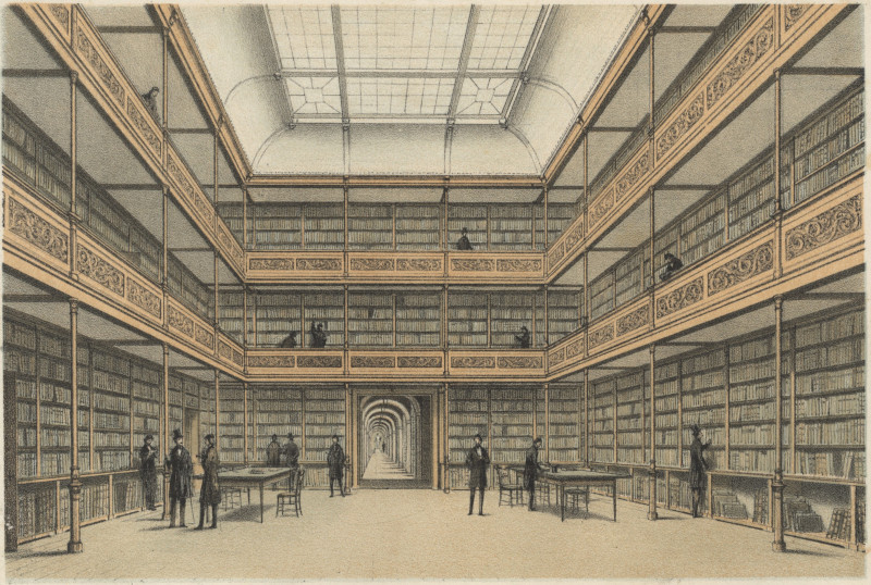 afbeelding van prent De Bibliotheek der Hoogeschool van P.W. v.d. Weijer (Utrecht)