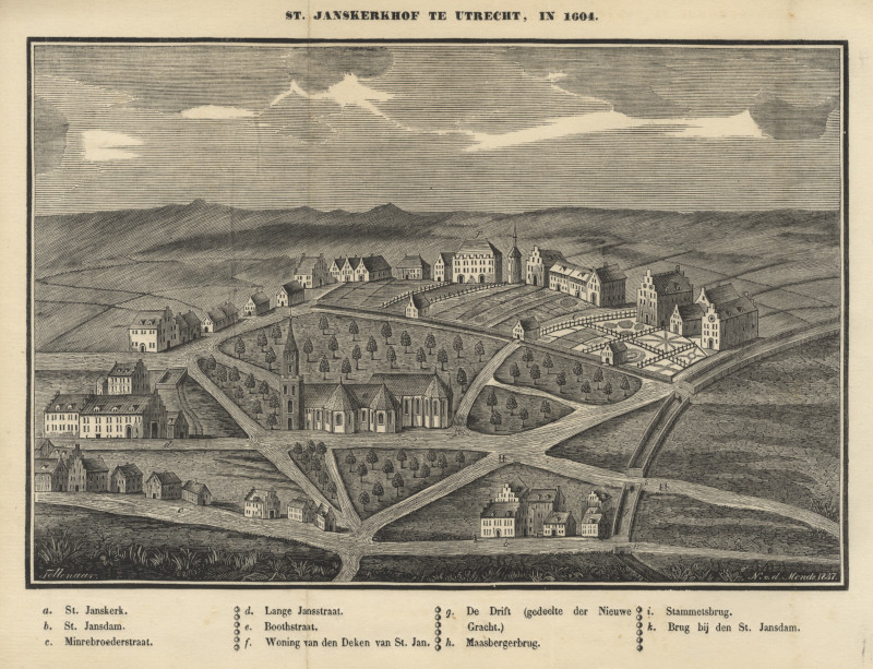 afbeelding van prent St. Janskerkhof te Utrecht, in 1604 van Tollenaar, N. v.d. Monde (Utrecht)