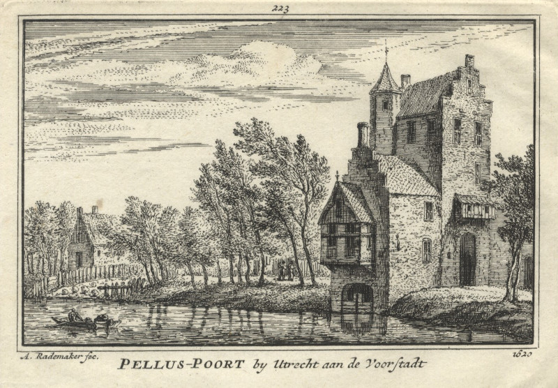 afbeelding van prent Pellus-Poort by Utrecht aan de Voorstadt (sic) van A. Rademaker (Utrecht)