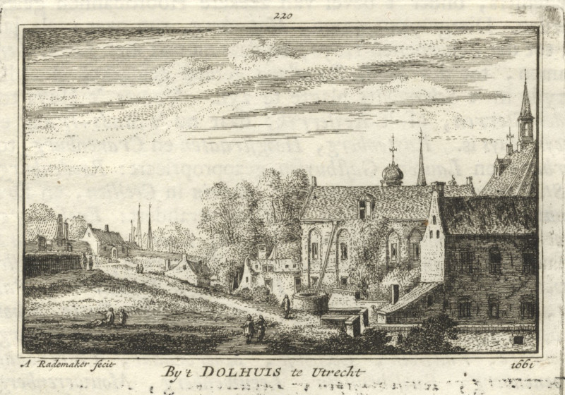 afbeelding van prent By ´t Dolhuis te Utrecht van A. Rademaker (Utrecht)