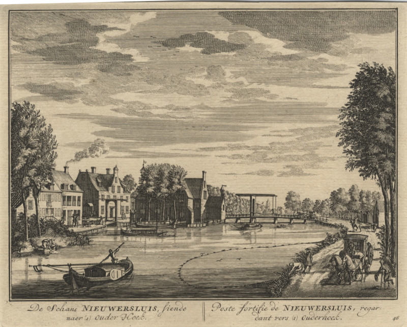 afbeelding van prent De Schans Nieuwersluis, siende naer Ouder Hoek van D. Stoopendaal (Nieuwersluis)