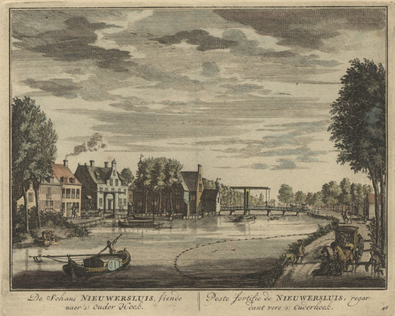 afbeelding van prent De Schans Nieuwersluis, siende naer Ouder Hoek van D. Stoopendaal (Nieuwersluis)