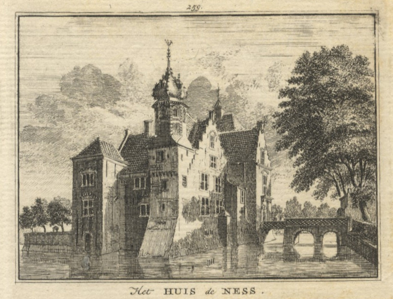 afbeelding van prent Het Huis de Ness van H. Spilman (Linschoten)