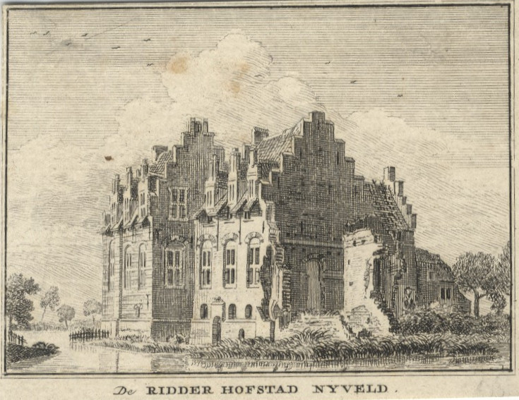 afbeelding van prent De Ridder Hofstad Nyveld van H. Spilman naar J. de Beijer (De Meern)