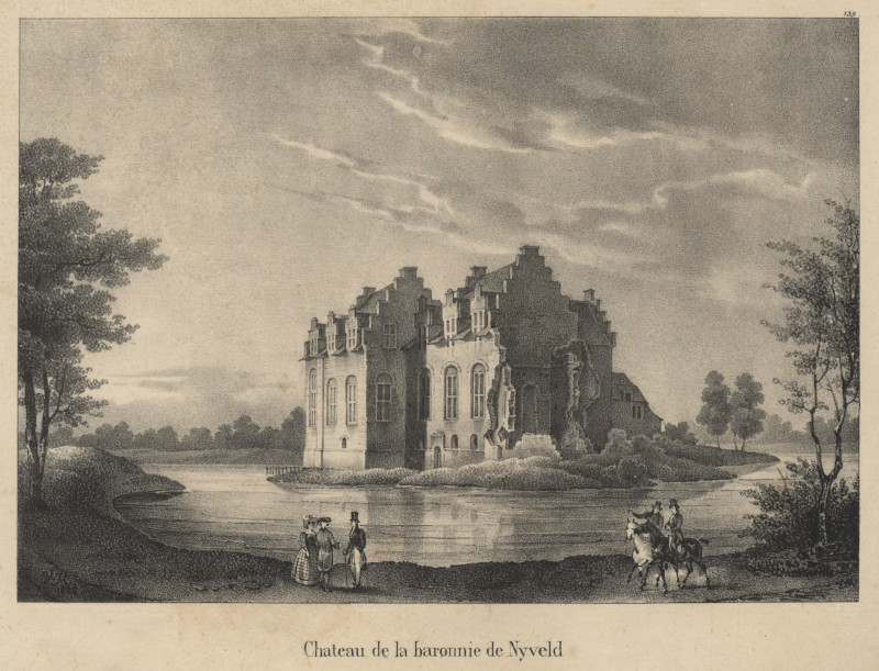 afbeelding van prent Chateau de la baronnie de Nyveld van J.B. Madou naar O. van der Howen (De Meern)