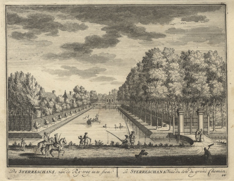 afbeelding van prent De Sterreschans, van de Ry-weg in te sien van D. Stoopendaal (Nieuwersluis)