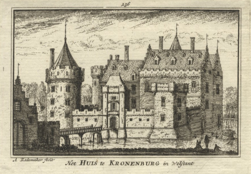 afbeelding van prent Het Huis te Kronenburg in Welstant van A. Rademaker (Loenen aan de Vecht)