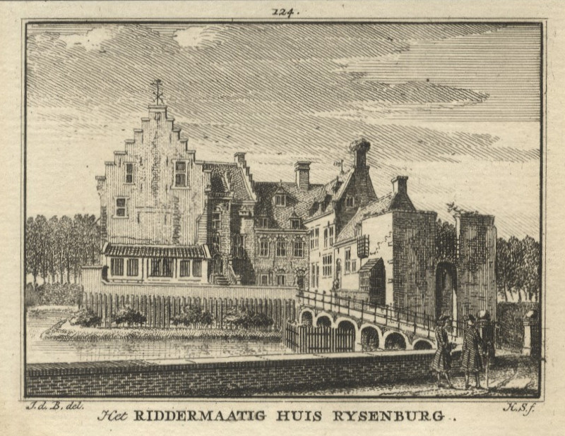 afbeelding van prent Het Riddermaatig Huis Rysenburg van H. Spilman naar J. de Beijer (Driebergen-Rijsenburg)