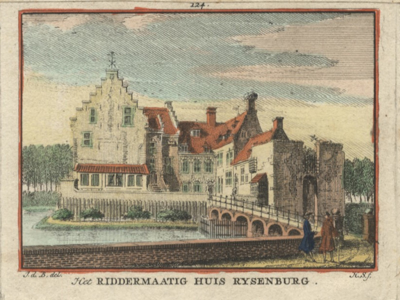 afbeelding van prent Het Riddermaatig Huis Rysenburg van H. Spilman naar J. de Beijer (Driebergen-Rijsenburg)