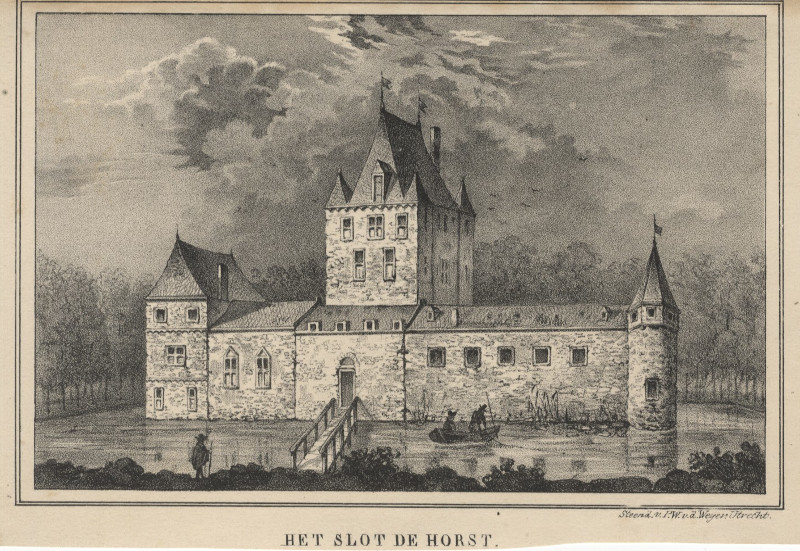 afbeelding van prent Het slot de Horst van P.W. v.d. Weijer (Rhenen)