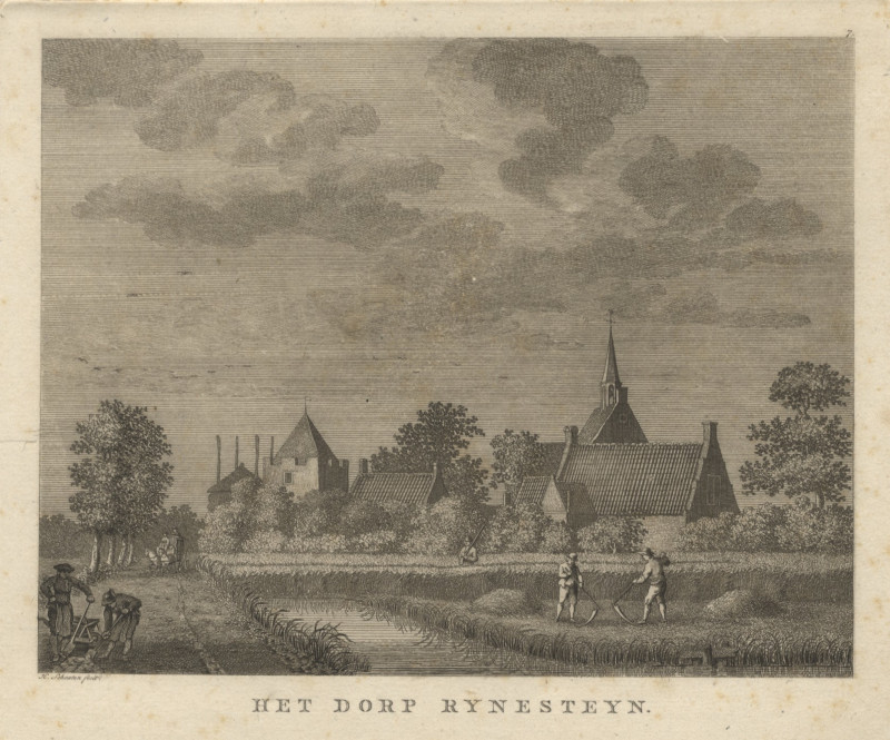 afbeelding van prent Het Dorp Rynesteyn van H. Schouten (Cothen)