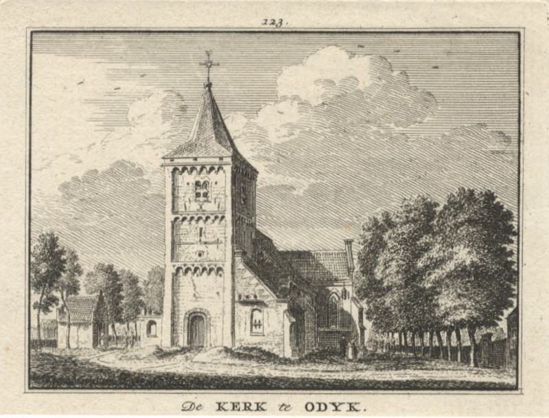 afbeelding van prent De Kerk te Odyk van H. Spilman (Odijk)