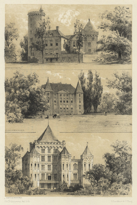 afbeelding van prent Sterkenburg, Hardenbroek, Sandenburg van P.A. Schipperus (Driebergen-Rijsenburg)