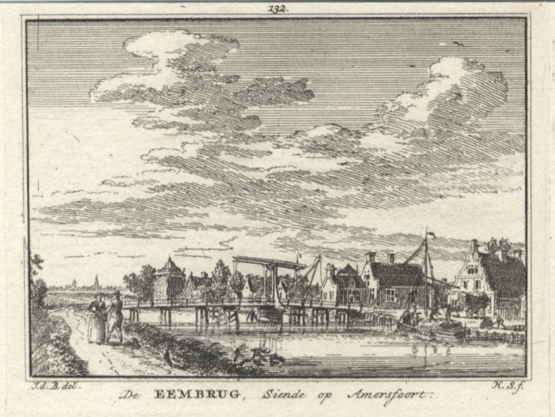 afbeelding van prent De Eembrug, siende op Amersfoort van H. Spilman naar J. de Beijer (Eembrugge)