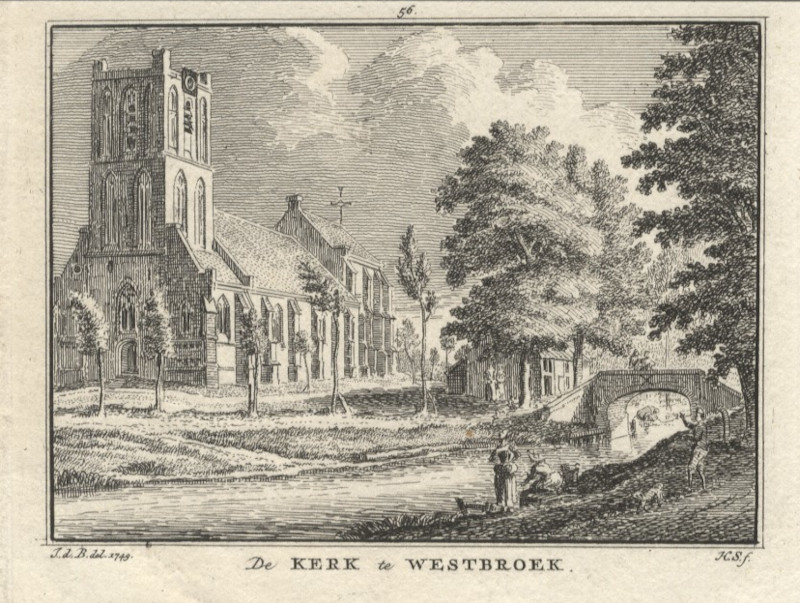 afbeelding van prent De kerk te Westbroek van H. Spilman naar J. de Beijer (Westbroek)