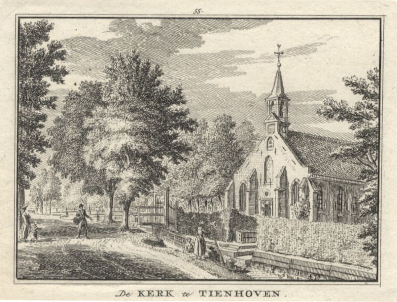 afbeelding van prent De kerk te Tienhoven van H. Spilman naar J. de Beijer (Tienhoven)