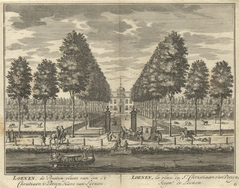 afbeelding van prent Loenen; de Buiten-plaets van den Hr Christiaen v. Persyn Heere van Loenen van D. Stoopendaal (Loenen aan de Vecht)