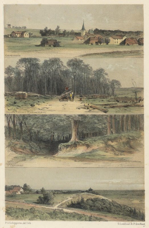 afbeelding van prent Groesbeek, Ingang van het Rijkswald, St. Jansberg, St. Jansberg van P.A. Schipperus (Groesbeek)