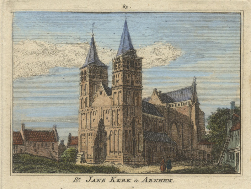 afbeelding van prent St. Jans Kerk te Arnhem van H. Spilman naar J. de Beijer (Arnhem)