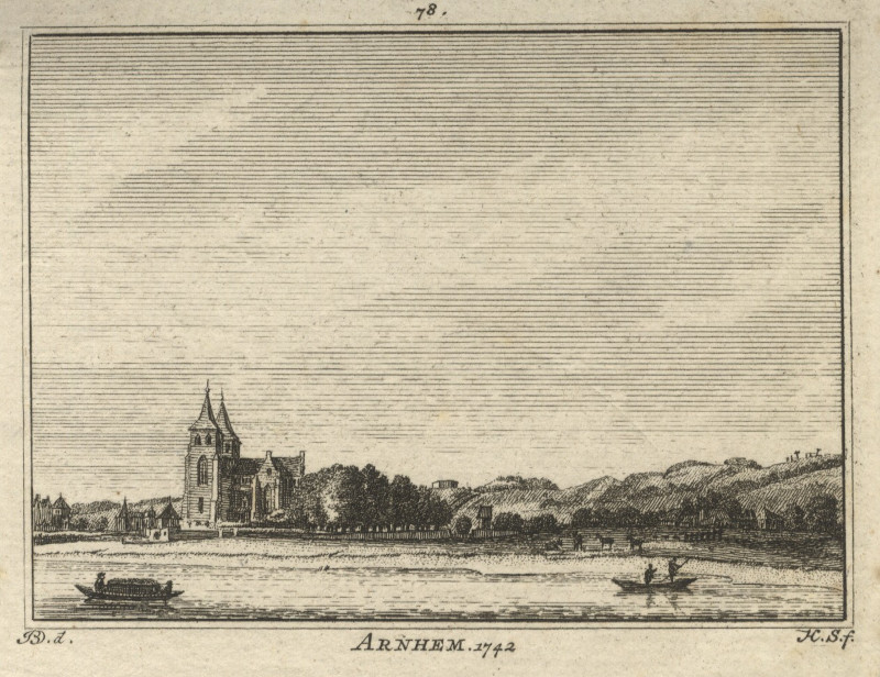 afbeelding van prent Arnhem; 1742 van H. Spilman naar J. de Beijer (Arnhem)