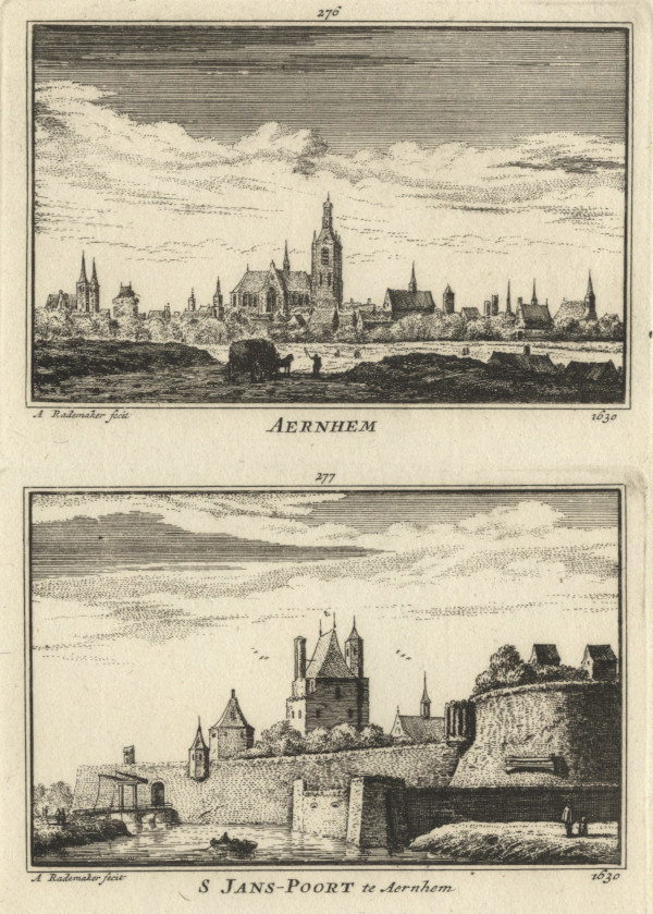 afbeelding van prent Aernhem; S Jans-Poort te Aernhem, 1630 van A. Rademaker (Arnhem)
