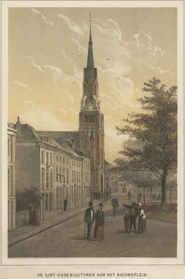 afbeelding van prent De Sint-Eusebiustoren aan het Nieuweplein van G.J. Bos, P.W.M. Trap (Arnhem)