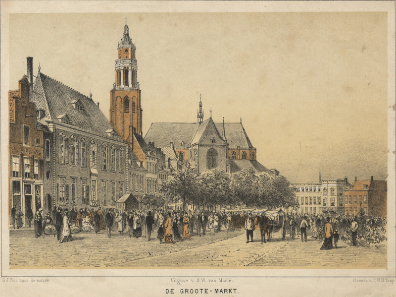 afbeelding van prent De Groote-Markt van G.J. Bos, P.W.M. Trap (Arnhem)