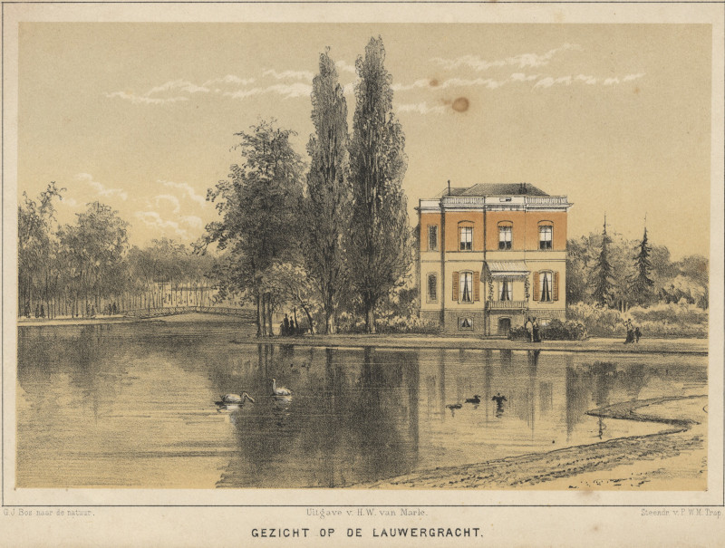 afbeelding van prent Gezicht op de Lauwergracht van G.J. Bos, P.W.M. Trap (Arnhem)