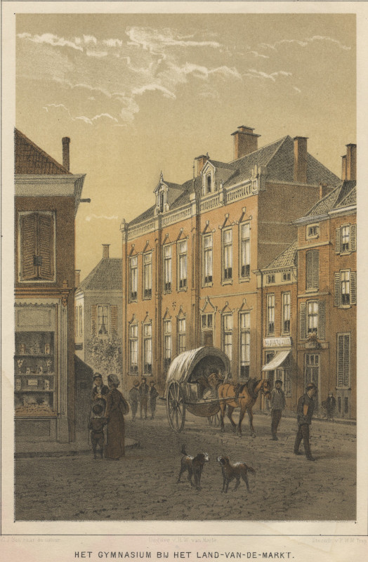 afbeelding van prent Het Gymnasium bij het Land-van-de-Markt van G.J. Bos, P.W.M. Trap (Arnhem)