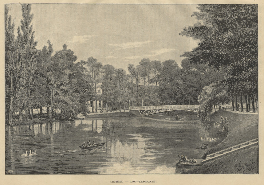 afbeelding van prent Arnhem, Louwersgracht van N. v.d. Waals (Arnhem)