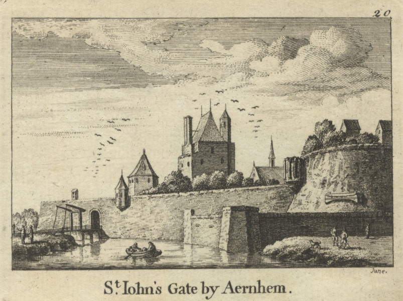afbeelding van prent St. John´s Gate by Aernhem van nn naar A. Rademaker (Arnhem)