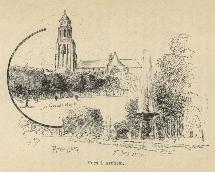 afbeelding van prent Vues à Arnhem van J. Malvaux (Arnhem)