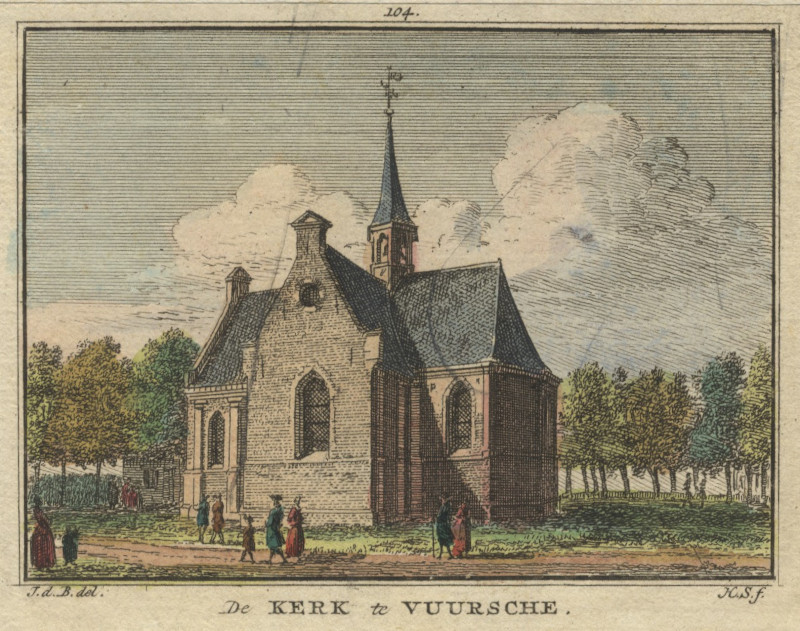afbeelding van prent De Kerk te Vuursche van H. Spilman naar J. de Beijer (Lage Vuursche)