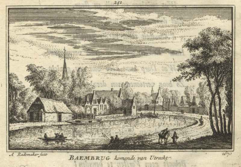 afbeelding van prent Baembrug komende van Utrecht van A. Rademaker (Baambrugge)