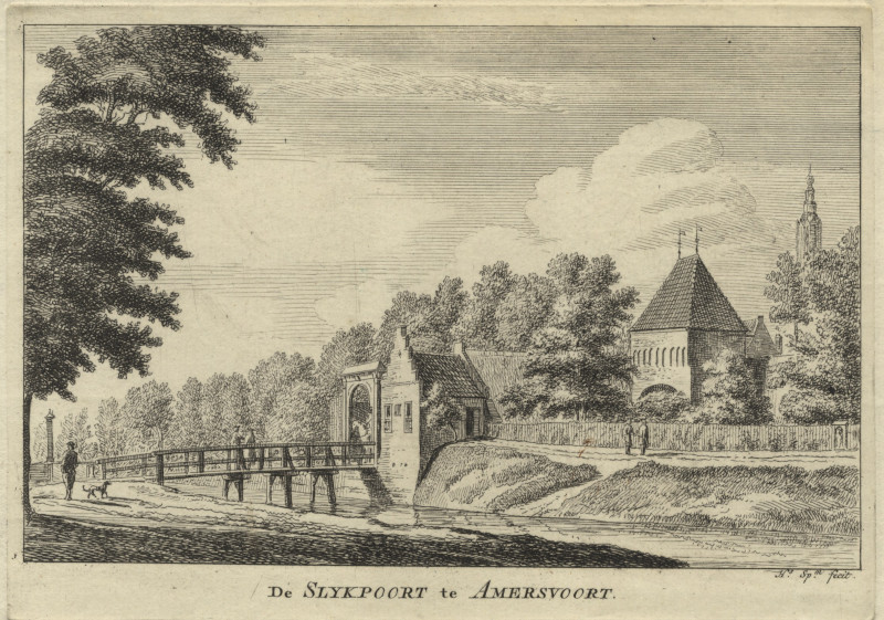 afbeelding van prent De Slykpoort te Amersvoort van H. Spilman (Amersfoort)