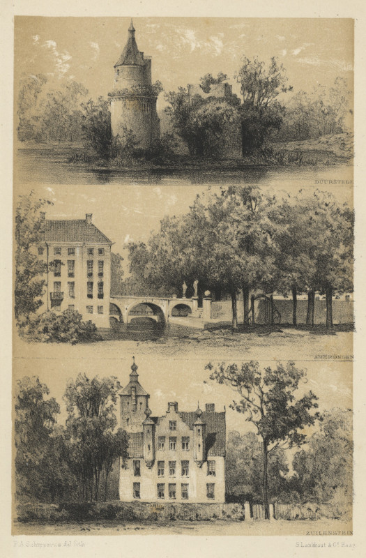 afbeelding van prent Duurstede, Amerongen, Zuilenstein van P.A. Schipperus (Amerongen)