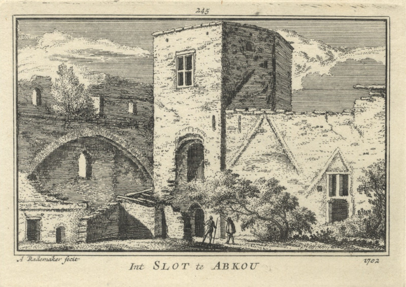 afbeelding van prent Int Slot te Abkou 1702 van A. Rademaker (Abcoude)
